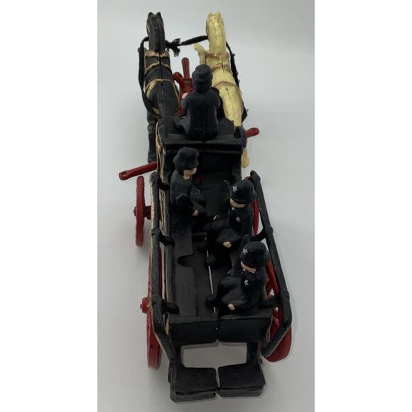 VINTAGE 18" CAST IRON POLICE PATROL HORSE-DRAWN WAGON W/ 4 POLICE MEN - Picture 4 of 7